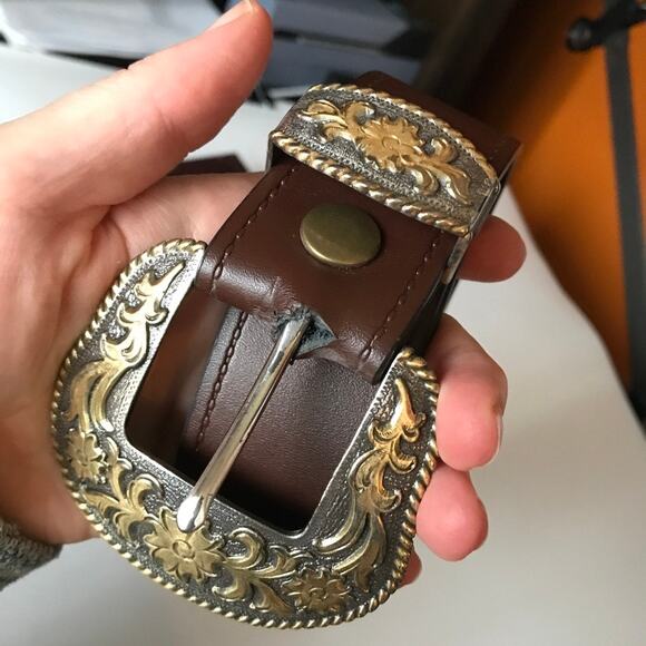 Vintage Ashford Ridge Genuine Leather Women\'s brown Western Belt Size 36\